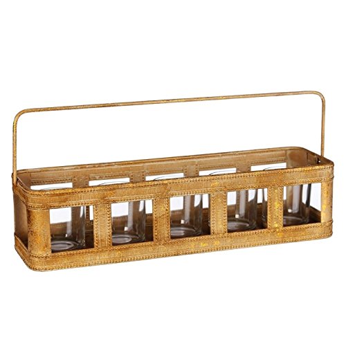 Cesta portavelas oro antiguo 44 x 12,20 x 11 cm .