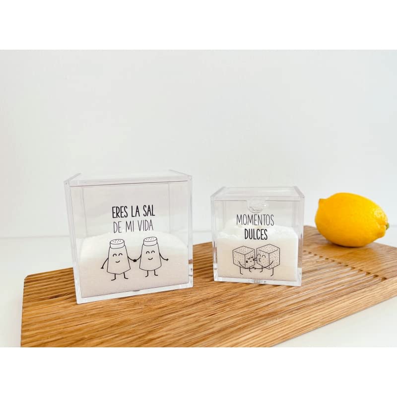 Azucarero y salero doble con cuchara ACRILICO