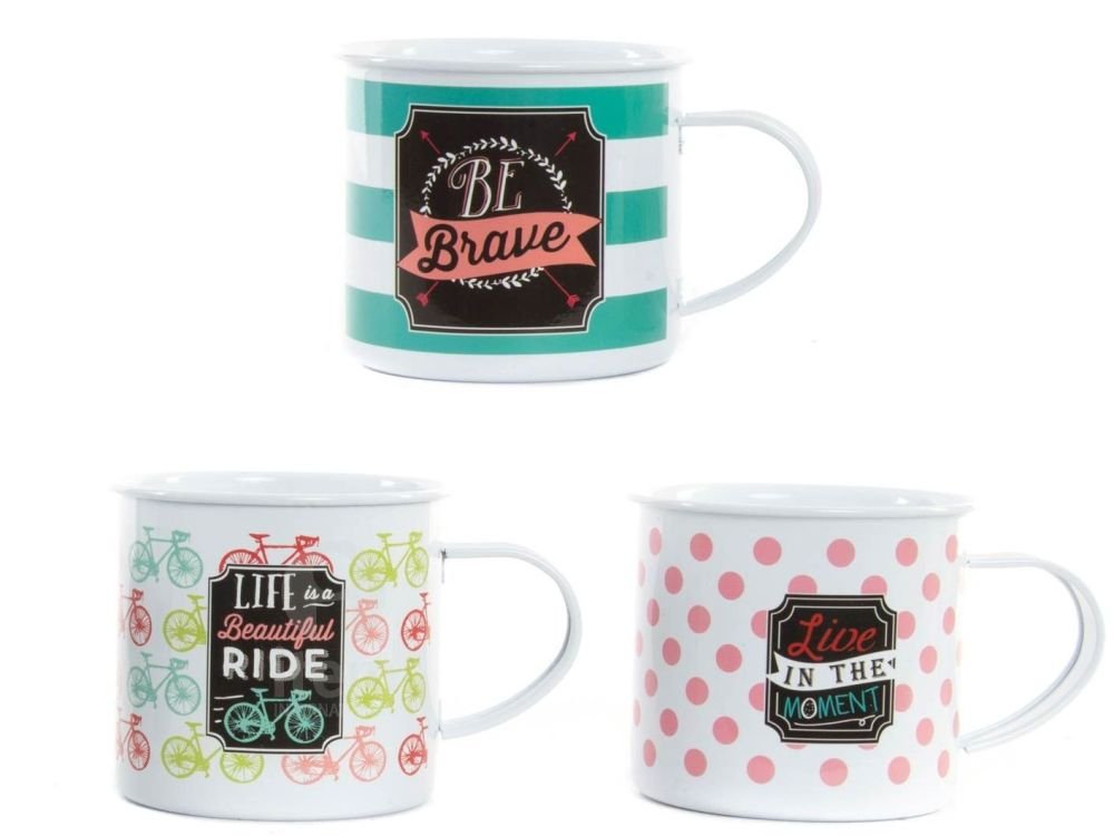 Set 3 mug Metal Vintage Retro Frases Ingles