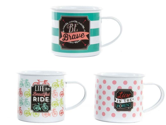 Set 3 mug Metal Vintage Retro Frases Ingles