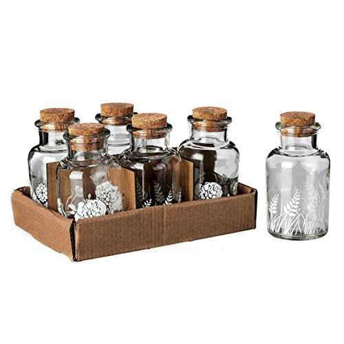 Botella Cristal 5,70 x 5,70 x 11,10 cm con tapón de Corcho. (Pack 6 Botellas)