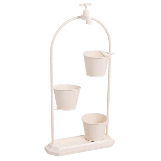 Crema Macetero Forma Fuente, Metal, Único