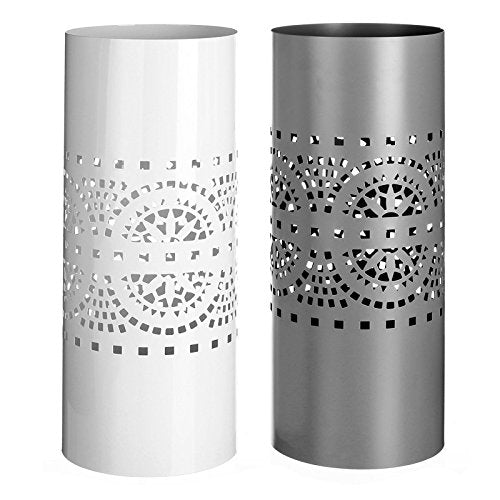 Paragüero diseño moderno metal 19,50 x 19,50 x 49 cm blanco y gris. (Gris)