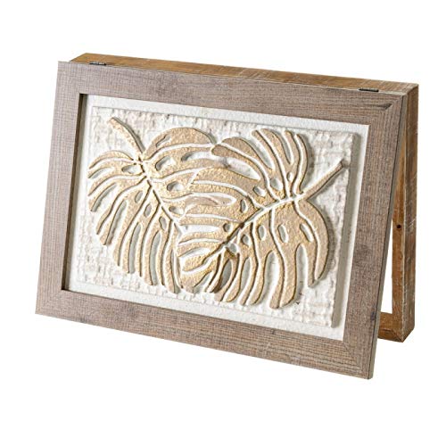 Cuadro cubrecontador con Relieve exótico de Lienzo Blanco y Natural, de 50x6x35 cm