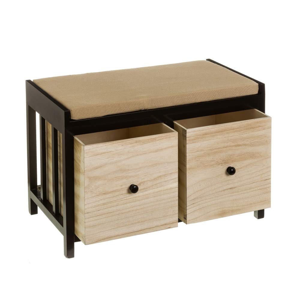 Banqueta pie de Cama de Madera Natural Moderna Negra de 42x34x64 cm