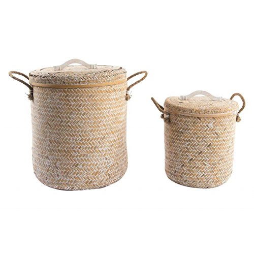 Set 2 cesta multiusos de bambu para dormitorio o baño