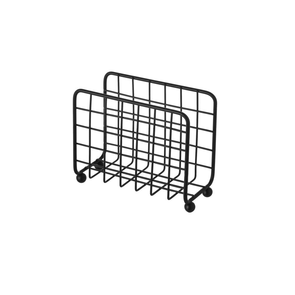 Servilletero vertical negro industrial de metal de 14x7x12 cm