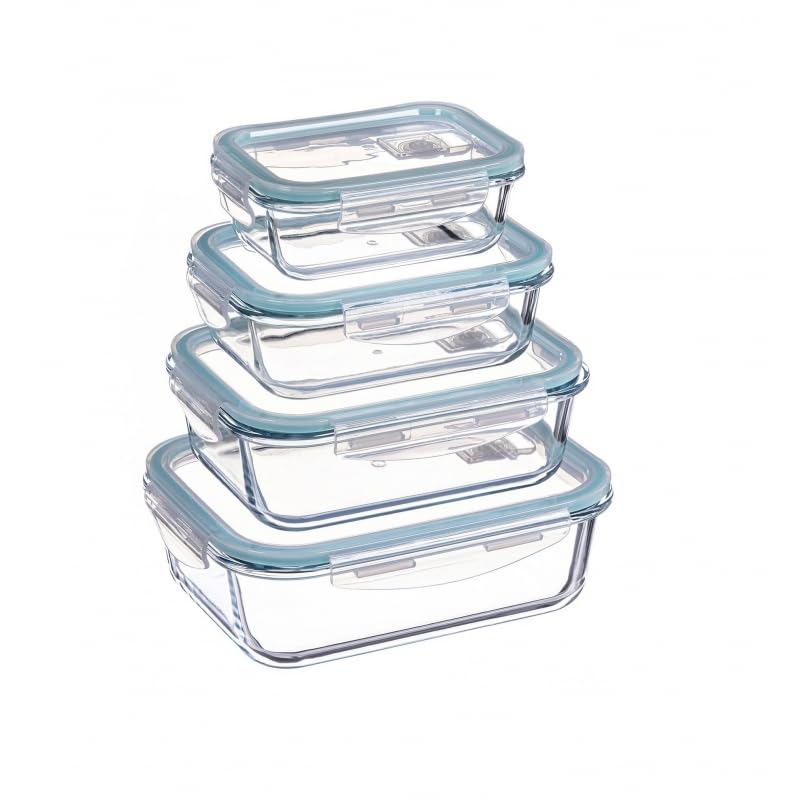 DAMDAM GO - Set de 3 fiambreras de Cristal con Tapa - herméticos antifugas para Horno microondas congelador y lavavajillas