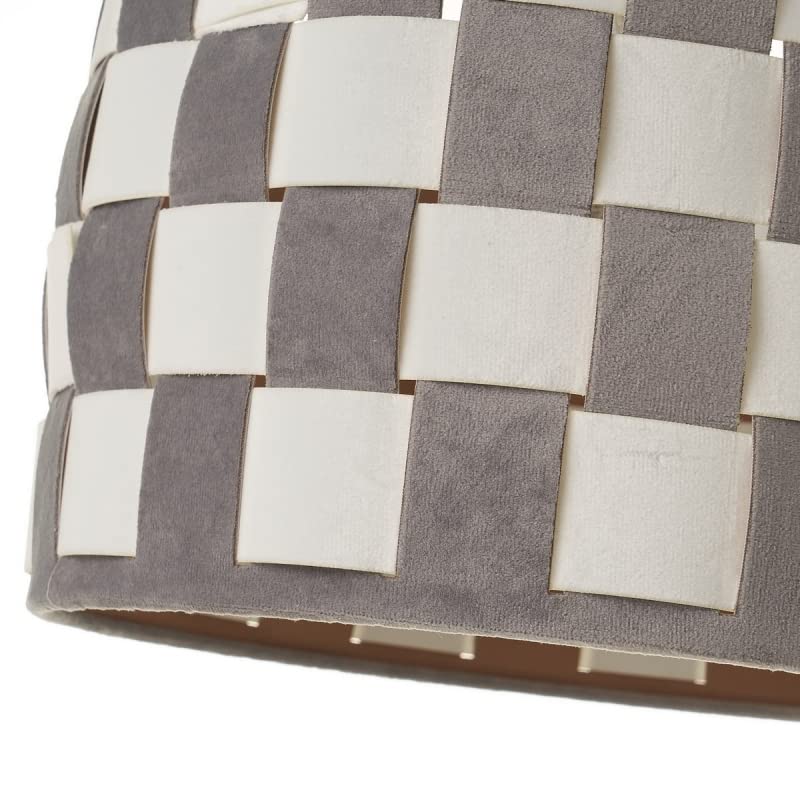 Lámpara de Techo Trenzada de Terciopelo y PVC Blanca y Gris de Ø 30x20 cm