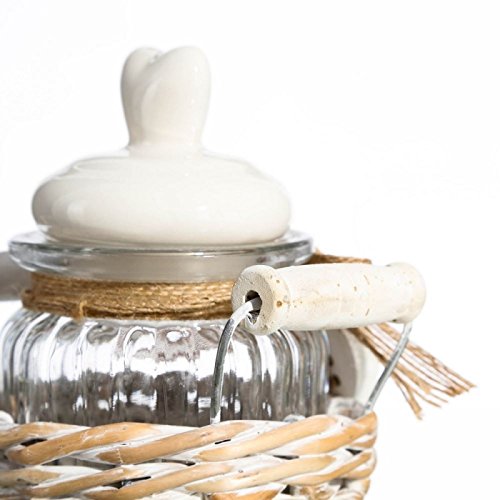 Bote con cesta romántico beige de cristal para cocina France