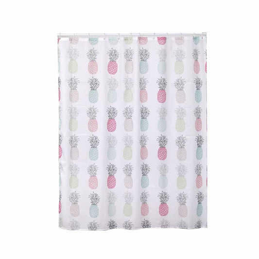 Cortina Piña Multicolor de Poliéster para Cuarto de Baño de 180 x 200 cm (Piña Multicolor)
