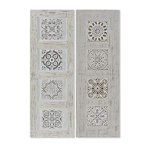 Set 2 Cuadro Lienzo Pino azulejo Relieve Surtido 30x90 cm