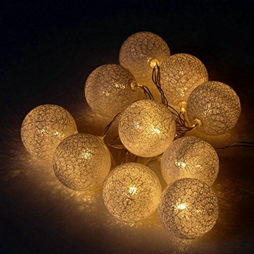 Pack 3 Guirnalda Luz led 10 Bolas Algodon romantico Colores, Blanco, Rosa, Azul