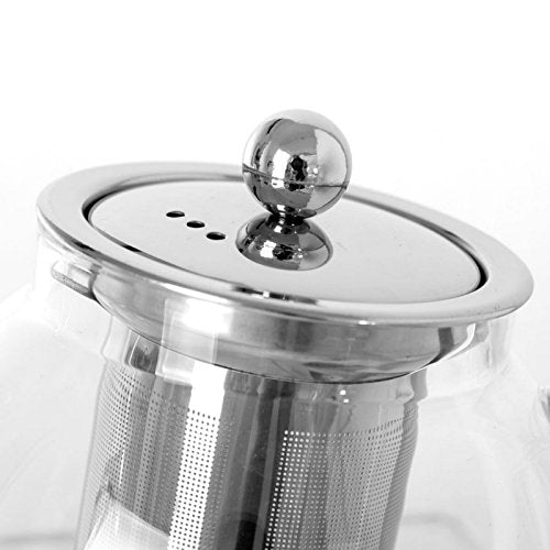 Tetera de 1 litro moderna transparente de cristal para cocina Basic