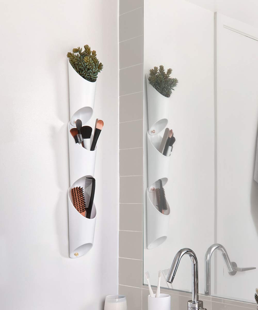 Floralink Recipientes multifuncionales de pared, Polipropileno, Blanco