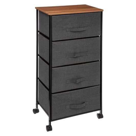 Cajonera de 4 cajones de Tela/Metal nórdica Gris Sin Ruedas