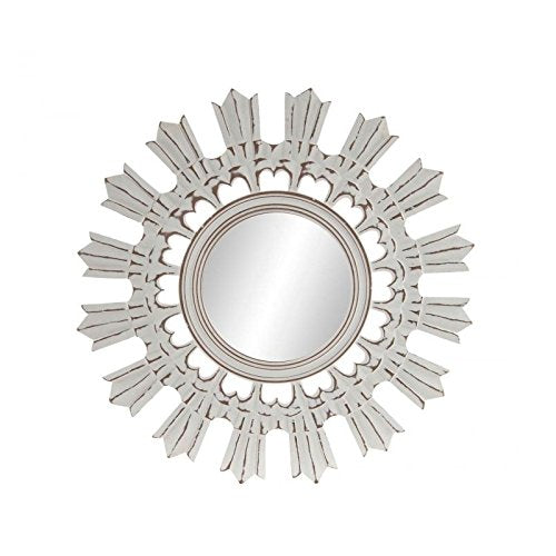 Mural Espejo Tallado de Madera Blanco 60 cm