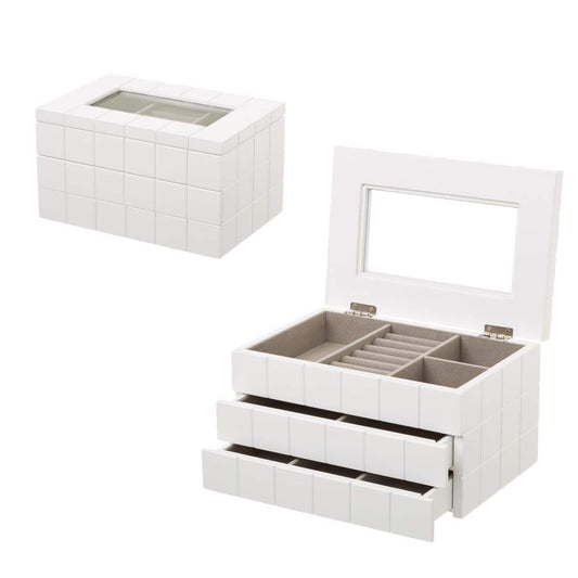 Joyero de Madera con 2 cajones Blanco Moderno para Dormitorio Fantasy
