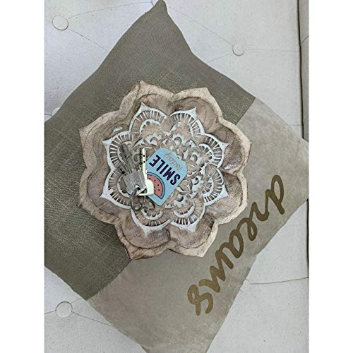 Bandeja vaciabolsillos de Madera Mango Mandala Floral, Oscuro, 22X22X4 CM