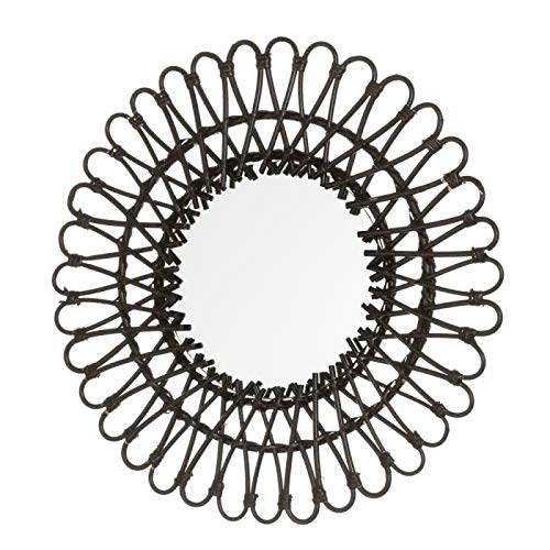 Espejo Rattan Negro Moderno para salón Factory de 55 cm