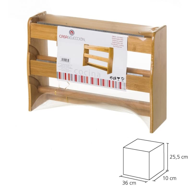 Soporte para 3 portarollos Cocina Bambu 36x26x10 cm