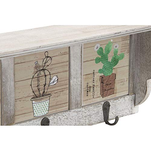 Perchero de Pared de Madera 3 Colgador Cactus