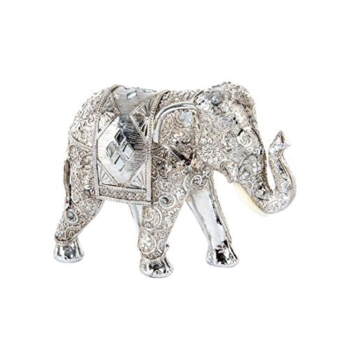 Figura Elefante de Suerte Resina Plateado 17x7x13 cm