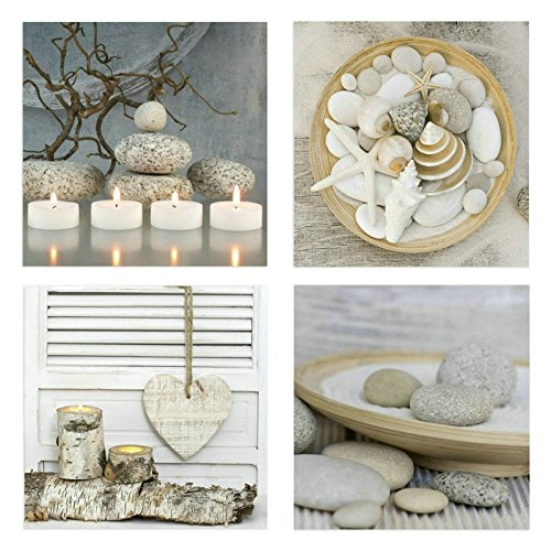 Pack 4 Cuadro fotoimpresión Lienzo romantica 30 x 30 cm