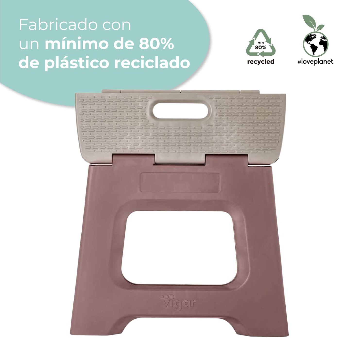Taburete Plegable - Modelo Compact - 27 cm de Altura - con 80% Plástico Reciclado - Cocina, Baño y Camping - Escalón Peldaño