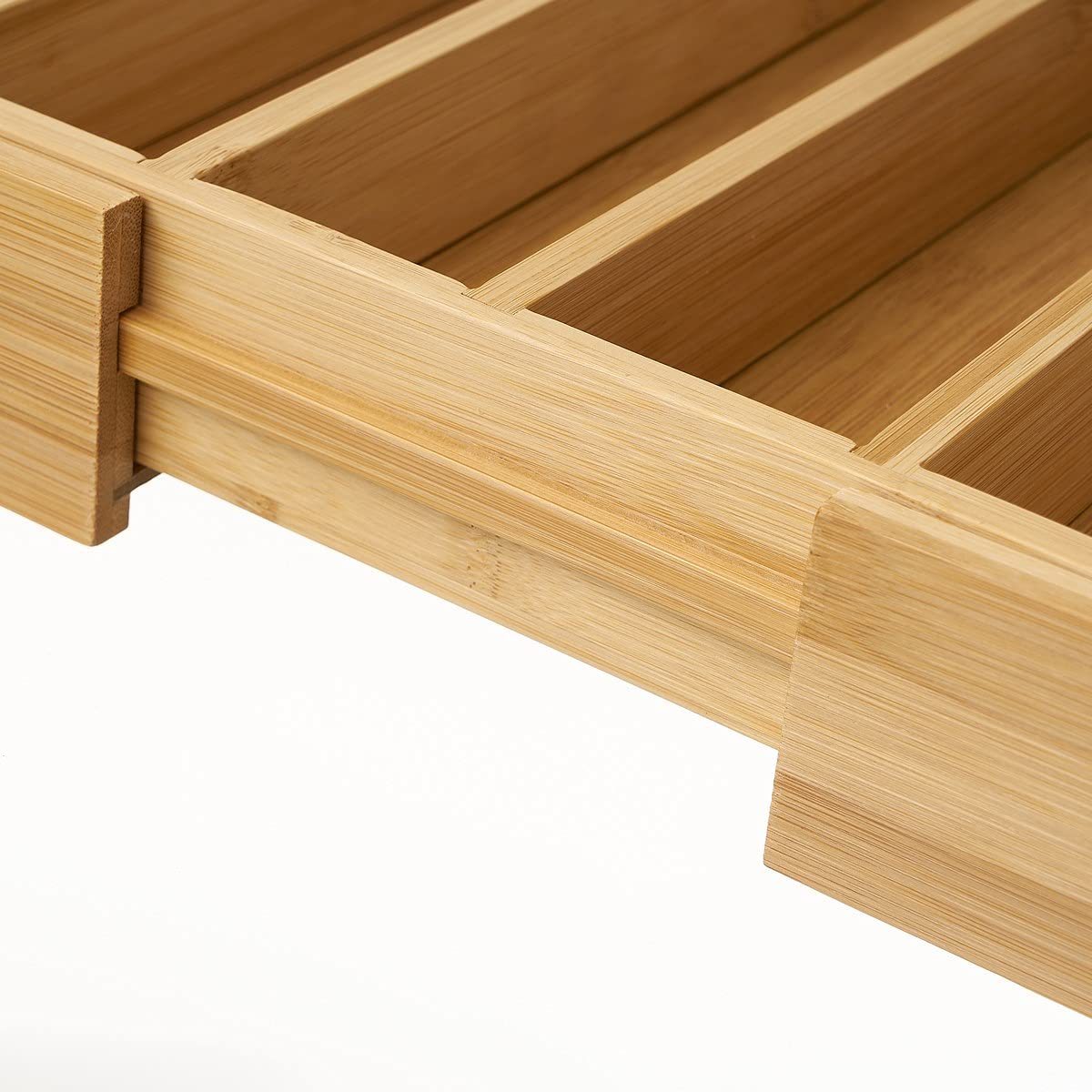 Bandeja para cubiertos extensible de bambú natural de 37x35 cm