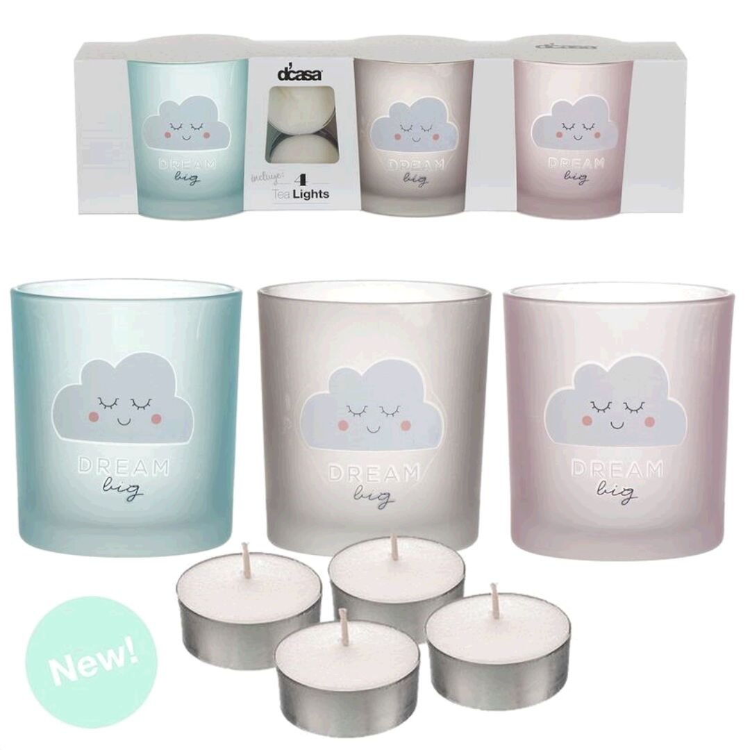 Juego 3 Candeles Con 4 Velas De Te Nube