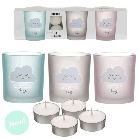 Juego 3 Candeles Con 4 Velas De Te Nube