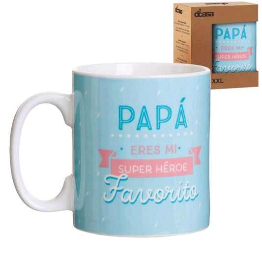 Mug XXL Papa Héroe, Cerámica, Azul, 13x10x12 cm