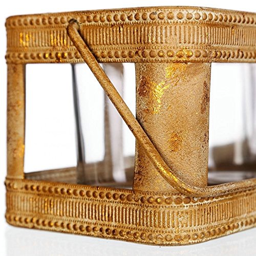 Cesta portavelas oro antiguo 21 x 12,20 x 11 cm .