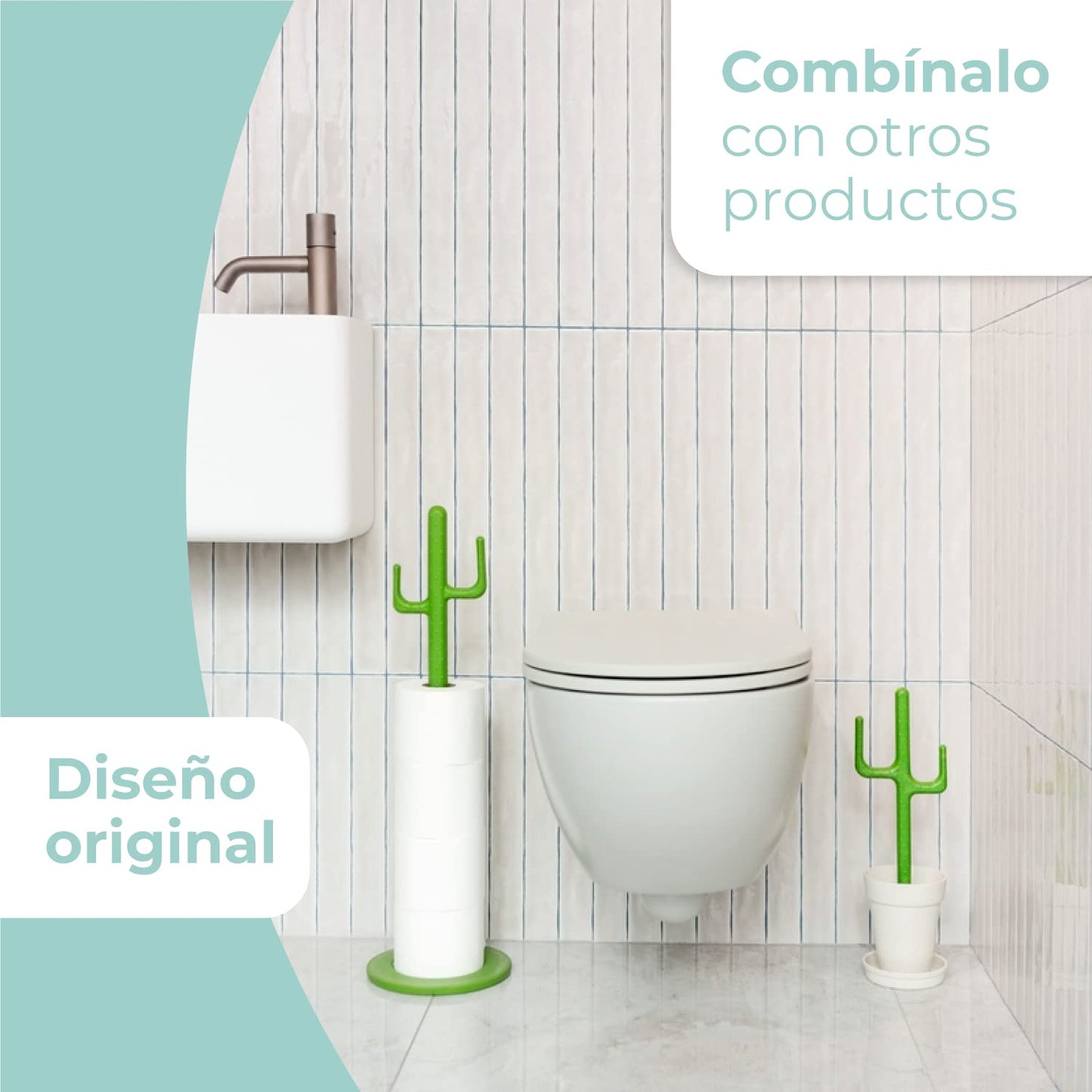 VIGAR Flower Power Escobillero de Baño de Pie, Blanco, 12 X 12 X 43 cm