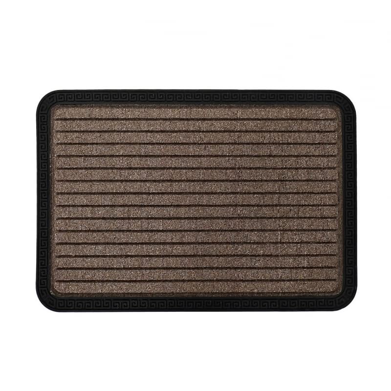 Felpudo Esterilla Poliester Antideslizante con Borde Goma 60x40cm 2 Colores Gris/Marron