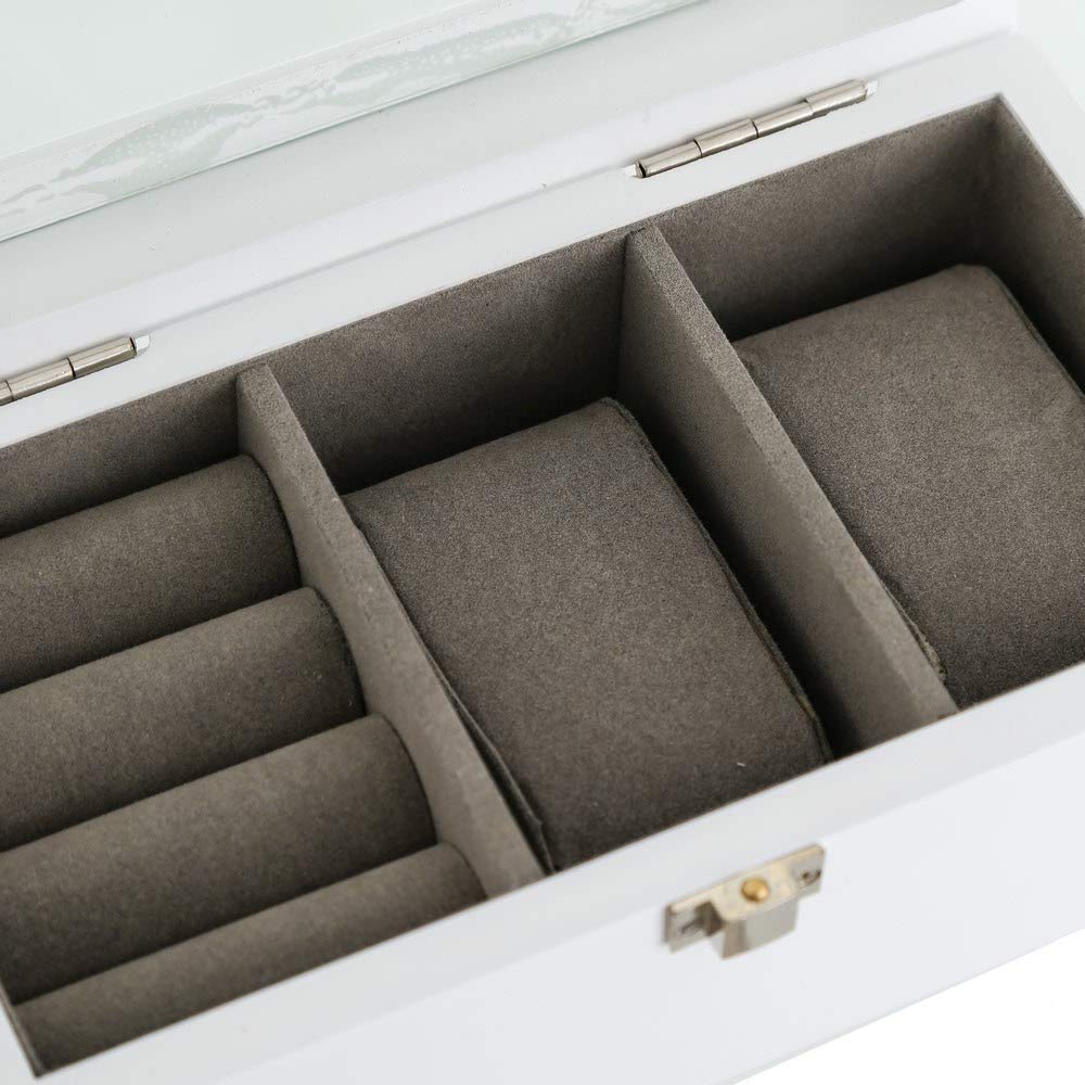 Joyero Relojes Blanco de Madera Moderno para Dormitorio Vitta