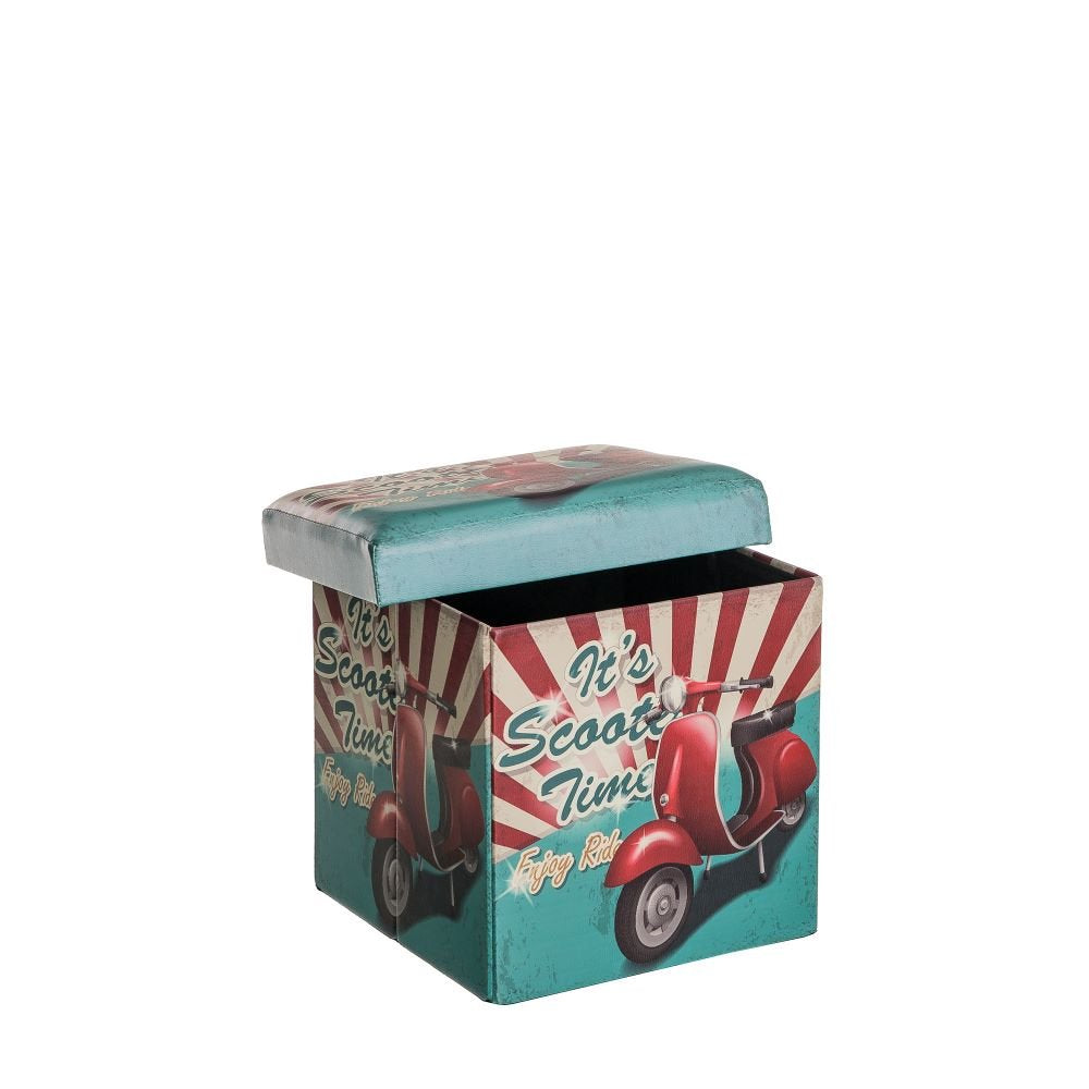 Puff Plegable Pop Azul de PU para Dormitorio Iris