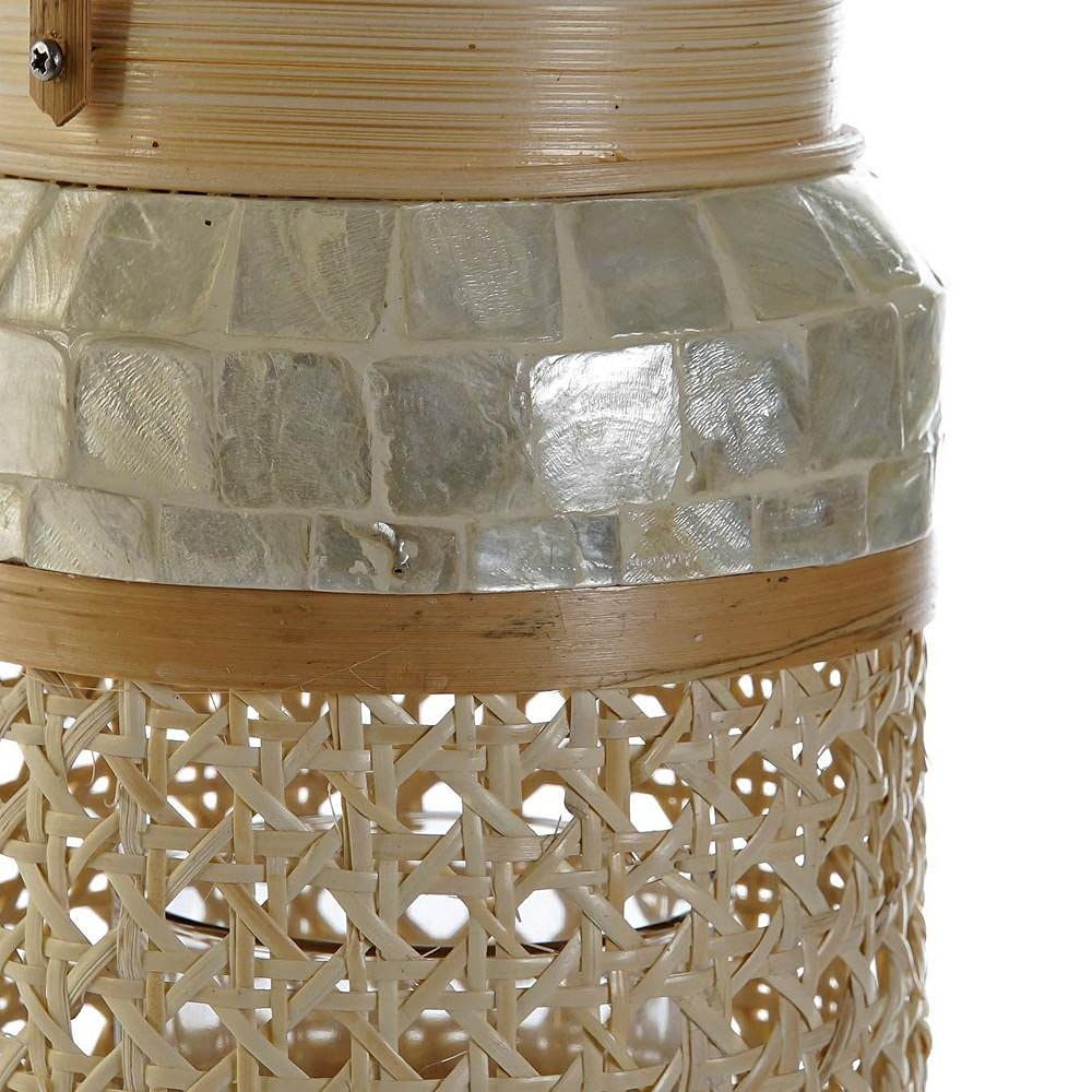 Farol portavela de Bambu Natural nacarado