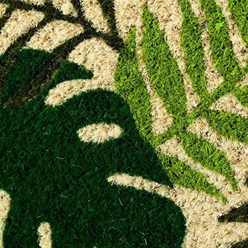 Felpudo de Hojas Verde de Fibra de Coco étnico para la Entrada de 60x40 cm Sol Naciente