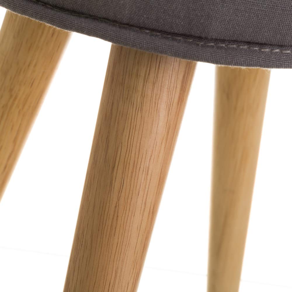 Taburete tapizado nórdico Gris de Madera de 41x34x34 cm