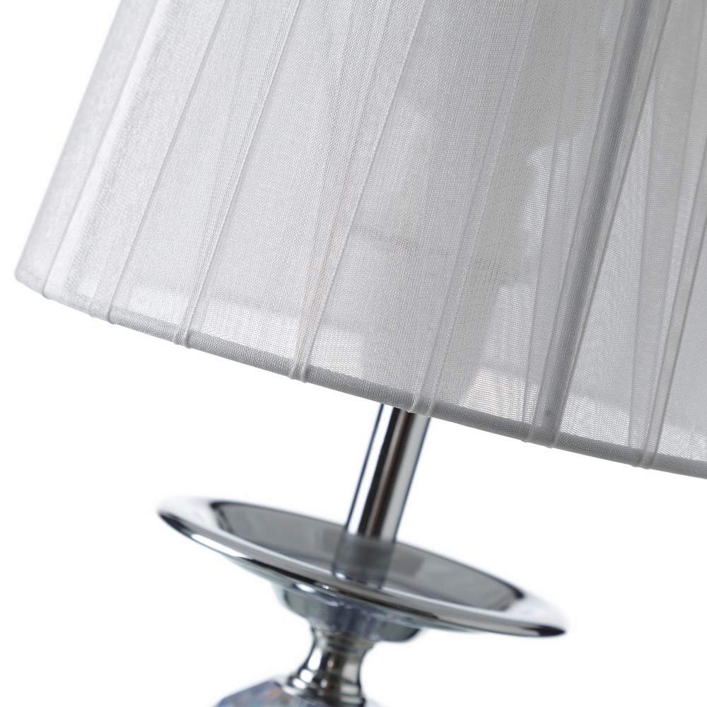 Lámpara de mesita de Noche Moderna Plateada de Metal para Dormitorio, 17.5x17.5x31 cm