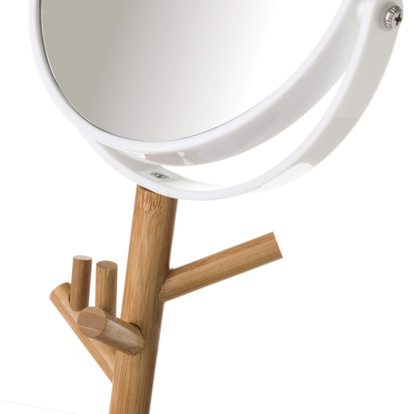 Espejo de 2 aumentos Blanco de bambú nórdico para Cuarto de baño Fantasy