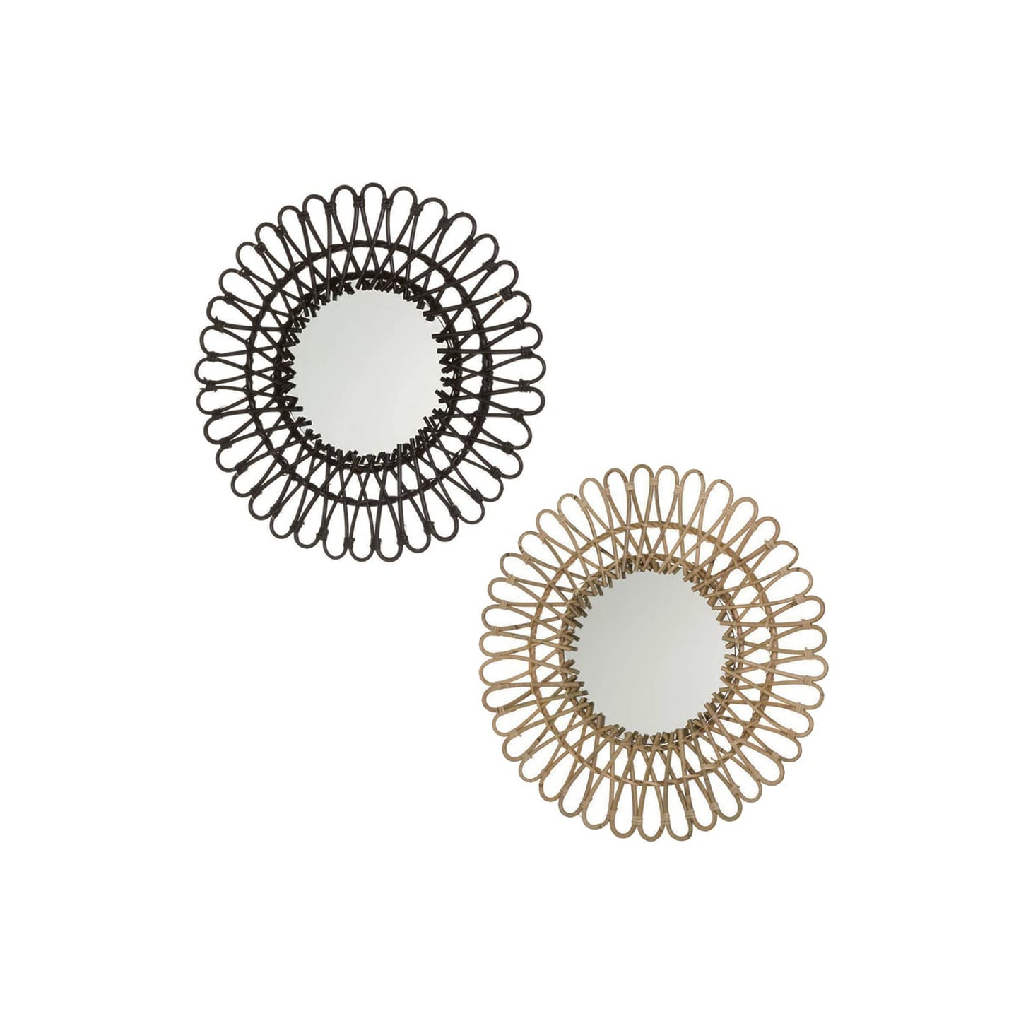 Espejo Rattan Redondo Moderno para salón de 55 cm