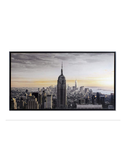 Cuadro en Lienzo New York Enmarcado Blanco 144x84 cm