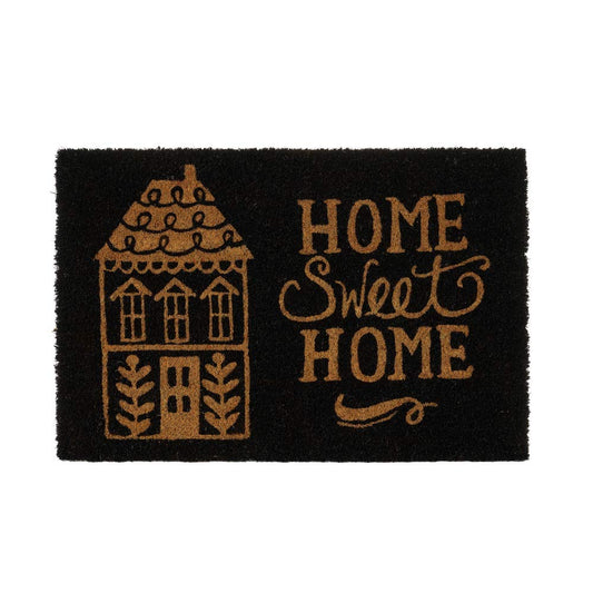 Felpudo Home Antideslizante Negro y marrón de Fibra de Coco de 60x40 cm.