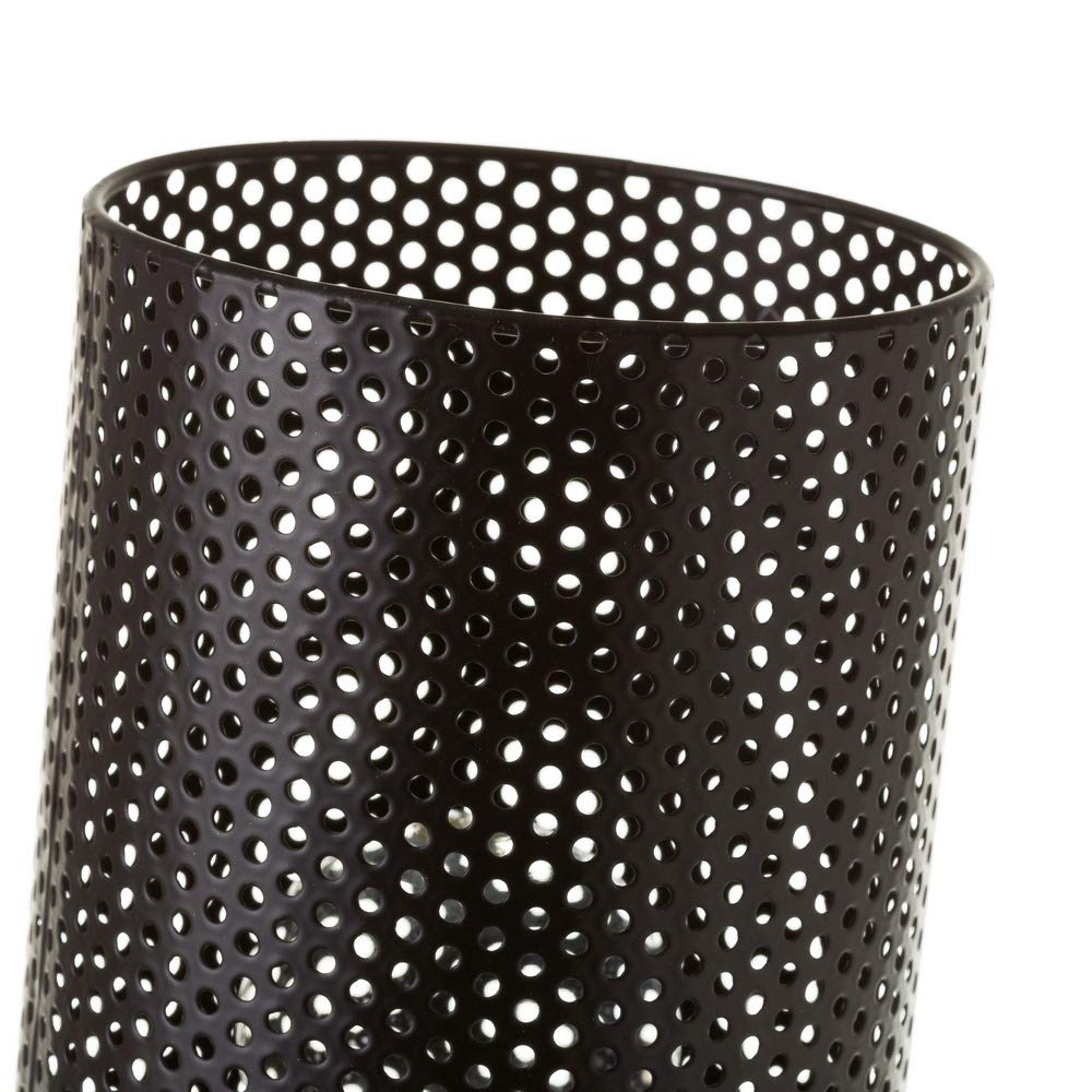 Lámpara de mesita de noche cilíndrica nórdica de metal y madera negra de 30 cm -