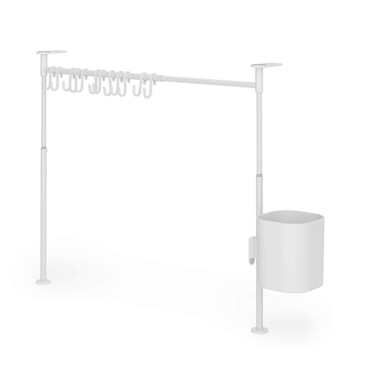 Anywhere, organizador de cocina con recipiente para utensilios y barras de tensión, Blanco