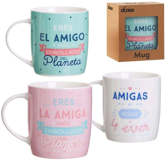 Set 3 Taza Ceramica AMIG@S en Caja de Regalo