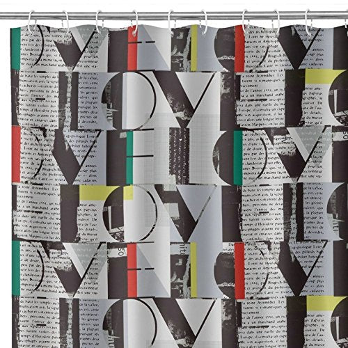 Cortina de baño moderno gris Love 180x200 cm
